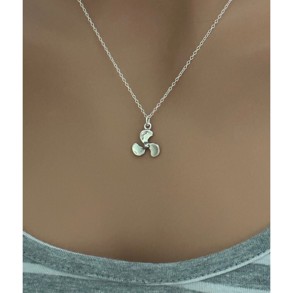 Sterling Silver Boat Propeller Charm Necklace